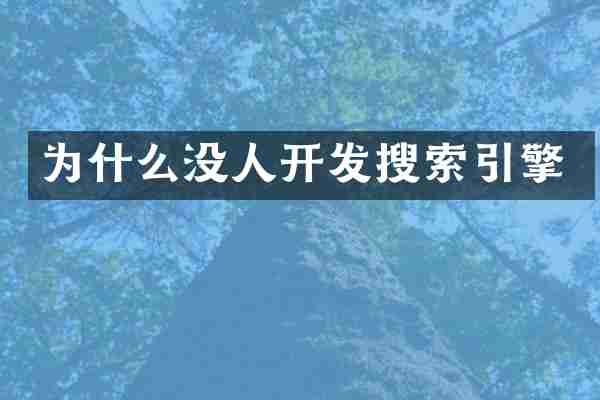 为什么没人开发搜索引擎