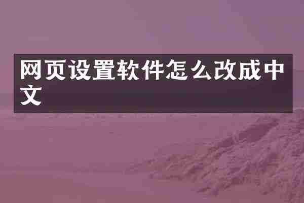 网页设置软件怎么改成中文