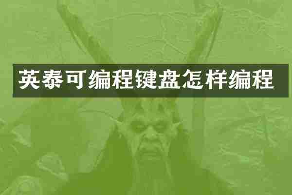 英泰可编程键盘怎样编程