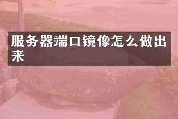 服务器端口镜像怎么做出来