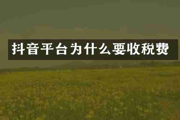 抖音平台为什么要收税费