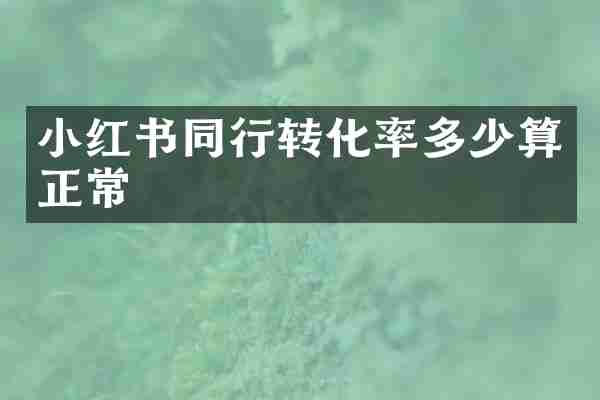 小红书同行转化率多少算正常
