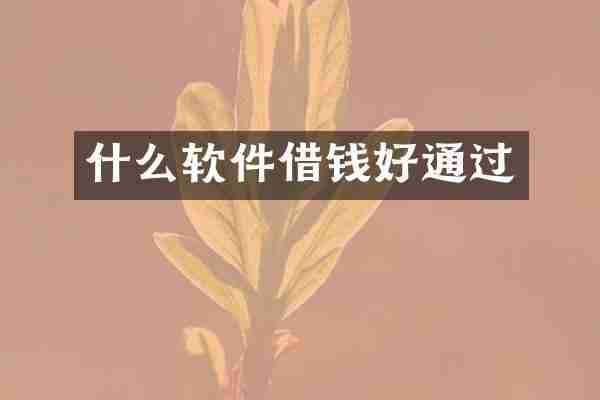 什么软件借钱好通过