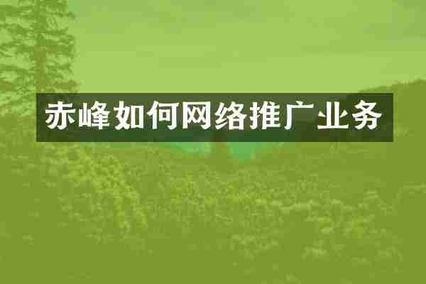 赤峰如何网络推广业务