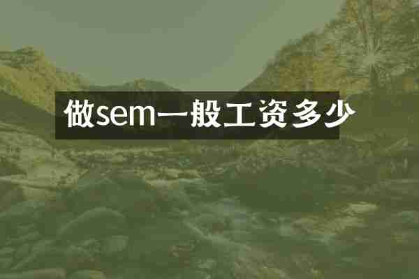 做sem一般工资多少