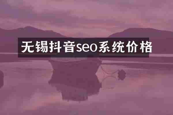 无锡抖音seo系统价格