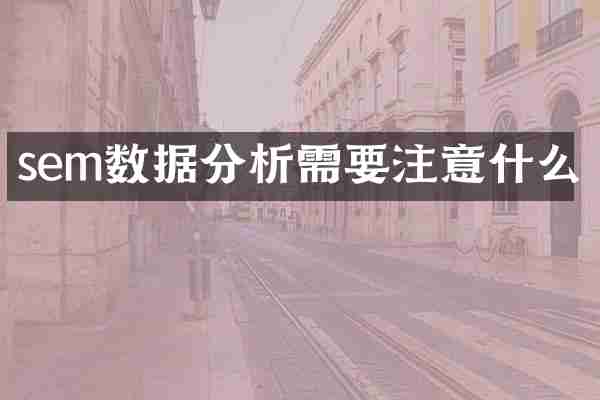 sem数据分析需要注意什么
