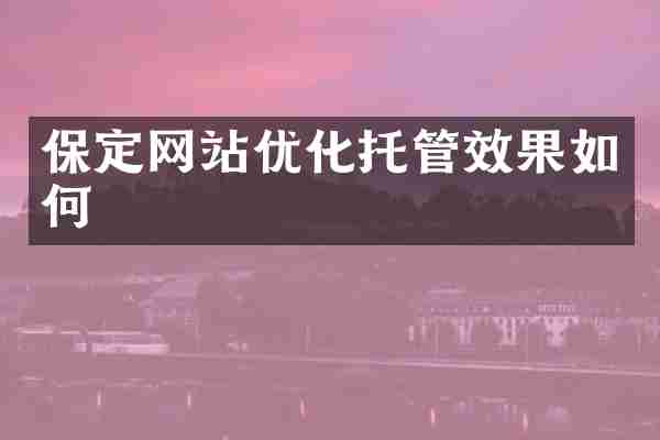 保定网站优化托管效果如何
