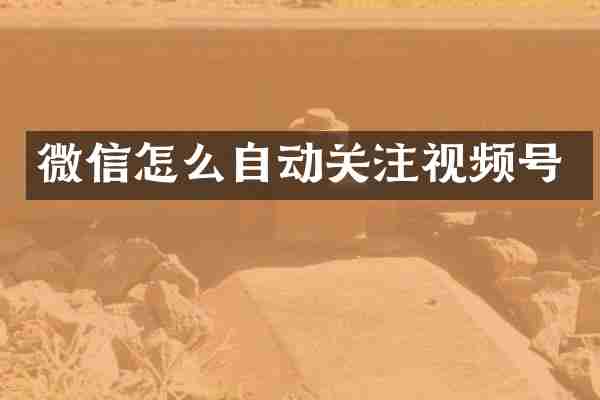 微信怎么自动关注视频号