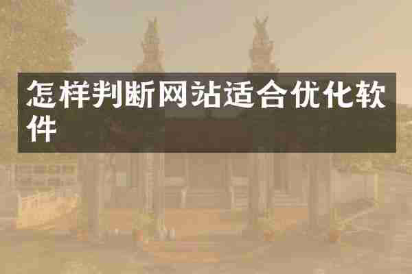 怎样判断网站适合优化软件