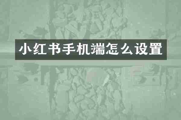 小红书手机端怎么设置