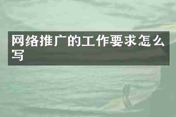 网络推广的工作要求怎么写