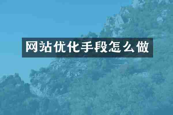 网站优化手段怎么做