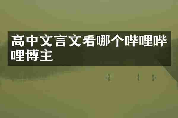 高中文言文看哪个哔哩哔哩博主