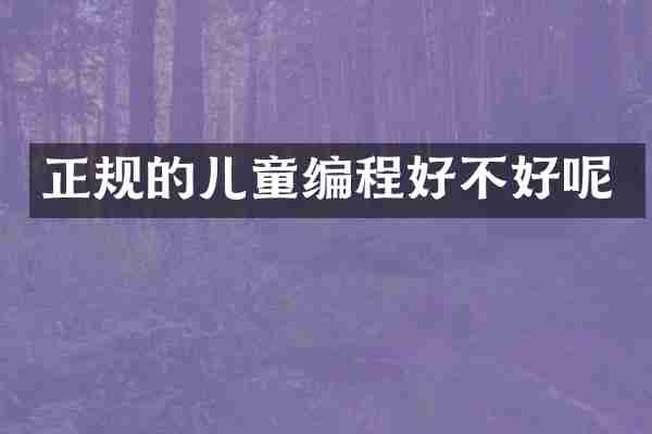 正规的儿童编程好不好呢