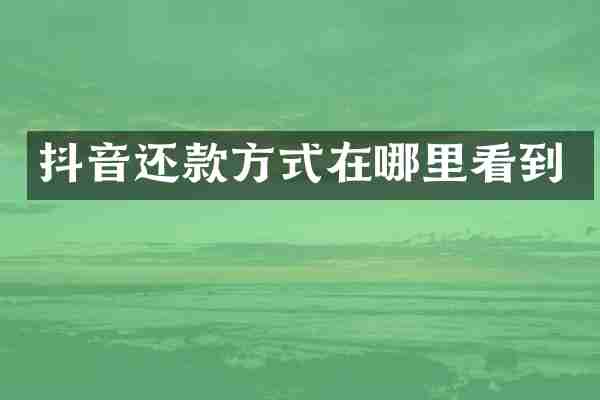 抖音还款方式在哪里看到