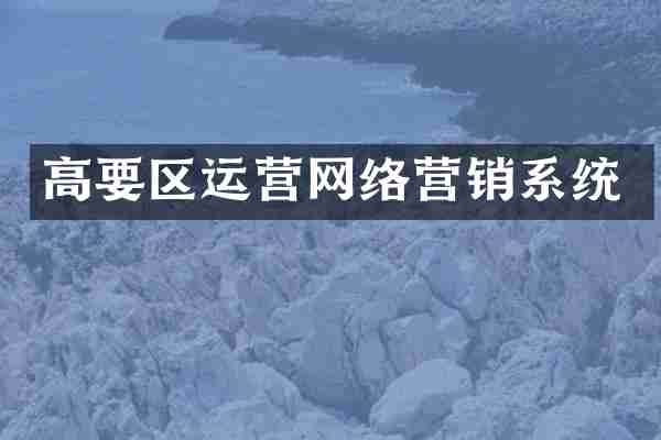 高要区运营网络营销系统