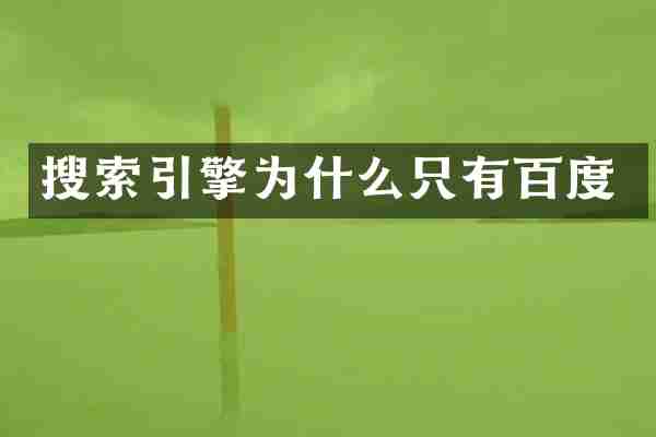 搜索引擎为什么只有百度