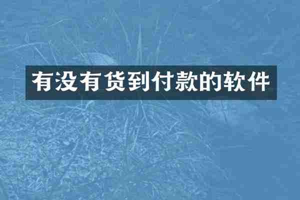 有没有货到付款的软件