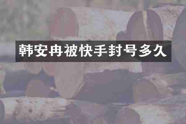 韩安冉被快手封号多久