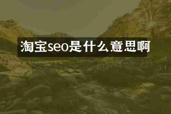 淘宝seo是什么意思啊