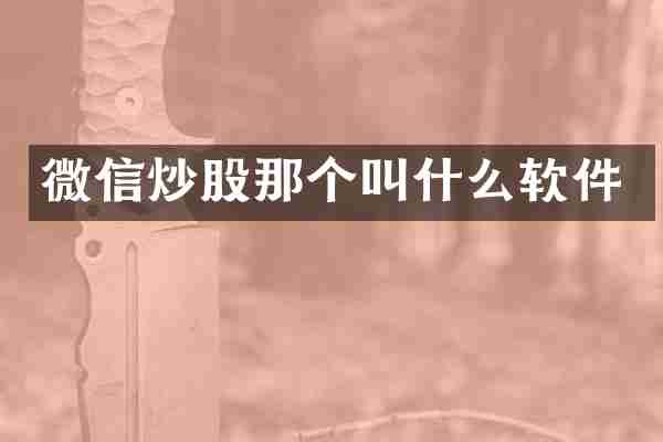 微信炒股那个叫什么软件