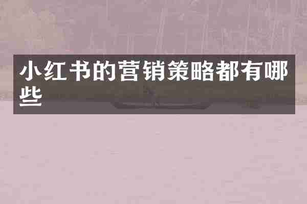 小红书的营销策略都有哪些