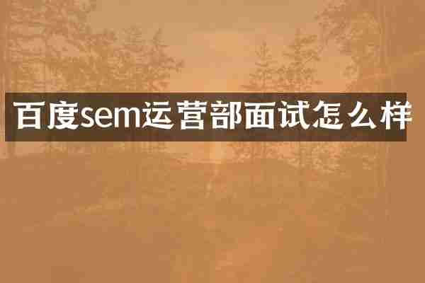 百度sem运营部面试怎么样