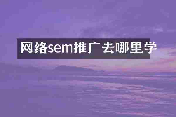 网络sem推广去哪里学