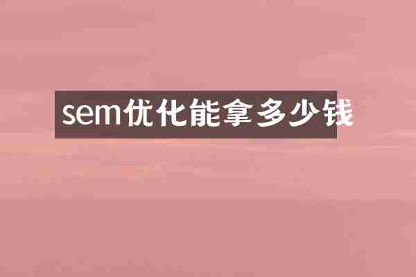 sem优化能拿多少钱