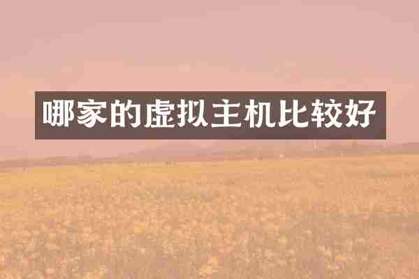 哪家的虚拟主机比较好