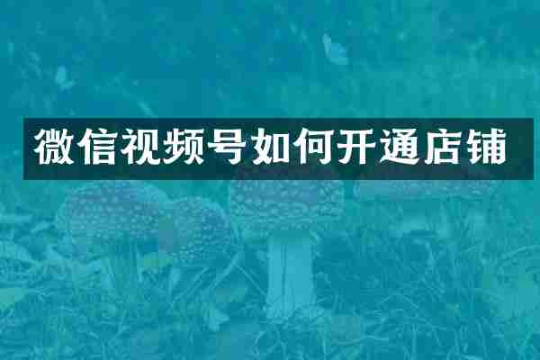 微信视频号如何开通店铺