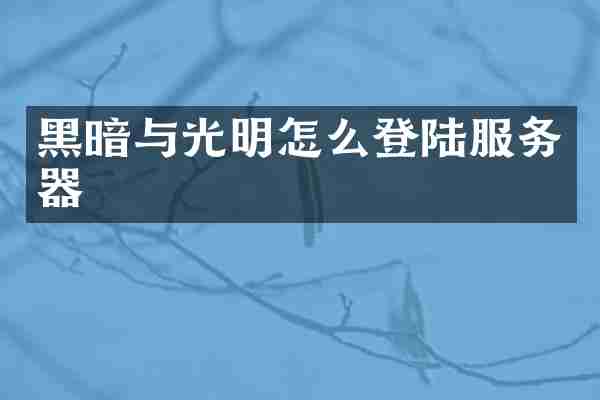 黑暗与光明怎么登陆服务器