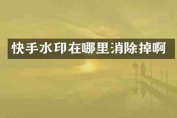 快手水印在哪里消除掉啊