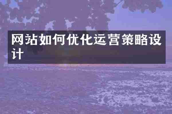 网站如何优化运营策略设计