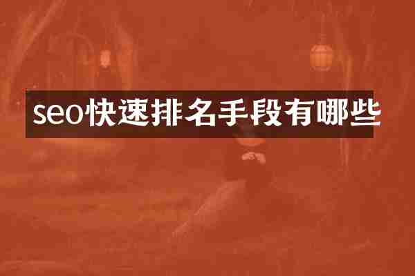 seo快速排名手段有哪些