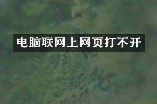 电脑联网上网页打不开