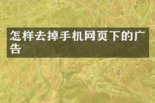 怎样去掉手机网页下的广告