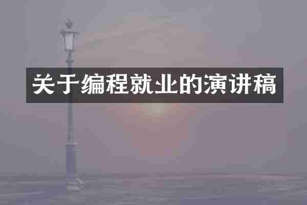 关于编程就业的演讲稿