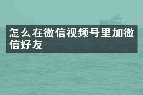 怎么在微信视频号里加微信好友