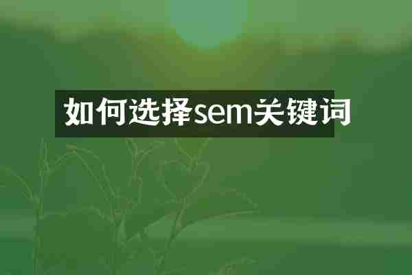 如何选择sem关键词