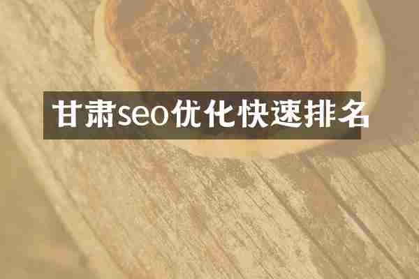 甘肃seo优化快速排名