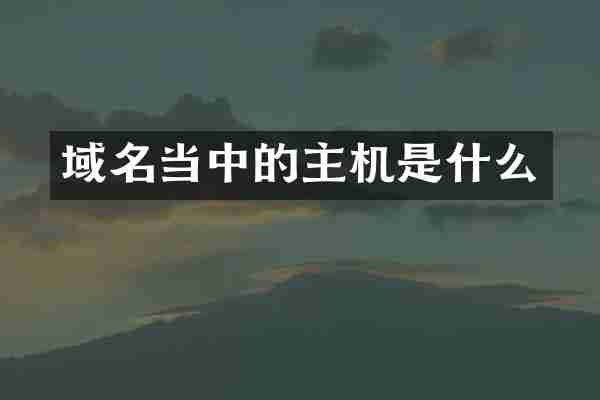 域名当中的主机是什么