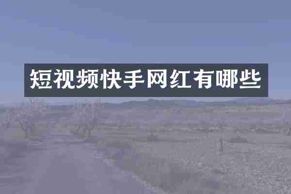 短视频快手网红有哪些