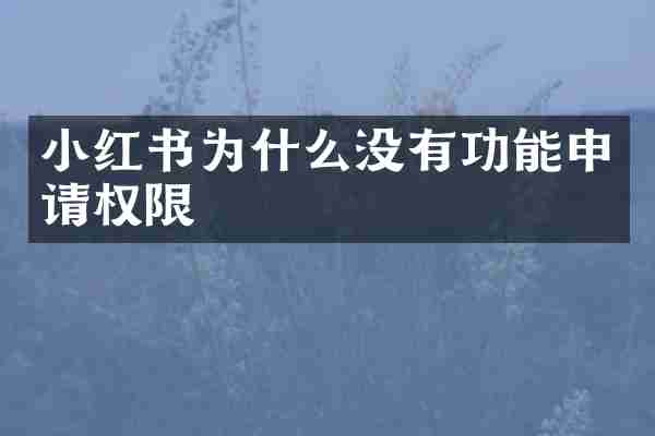 小红书为什么没有功能申请权限