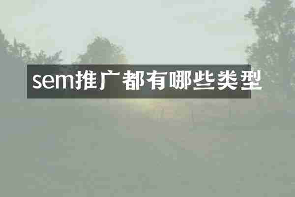 sem推广都有哪些类型