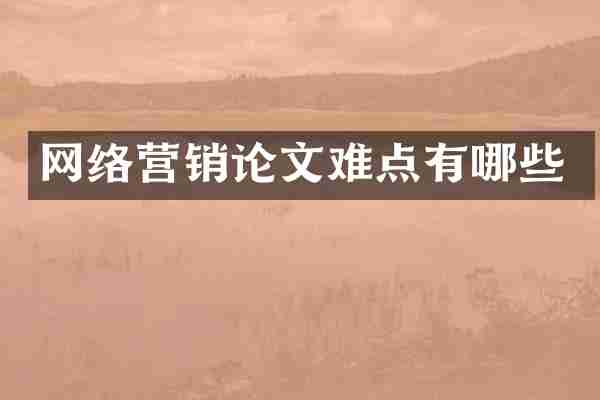 网络营销论文难点有哪些
