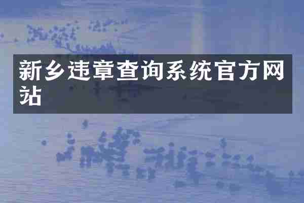 新乡违章查询系统官方网站