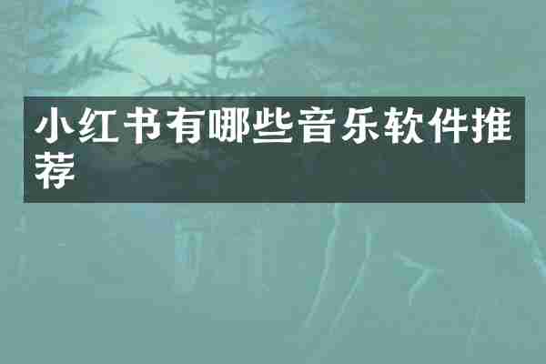 小红书有哪些音乐软件推荐