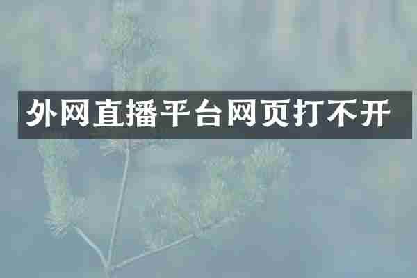 外网直播平台网页打不开